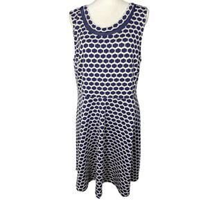 Pixley, Size XXL, Navy & White, Fit & Flare Dress, Illusion Neckline, Textured